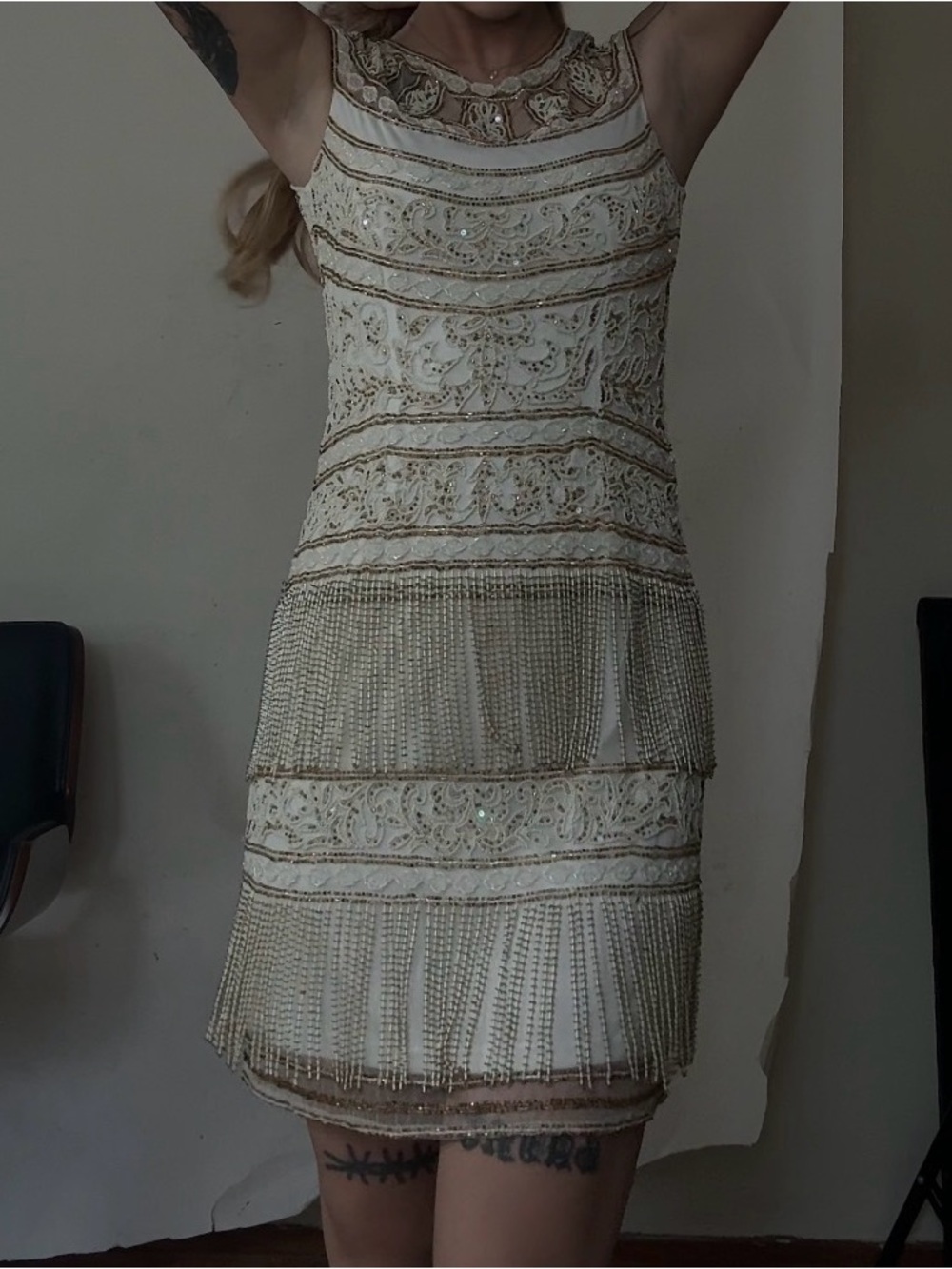 Yvonne LaFleur Gold-Trimmed Beaded Midi Dress - Picture 6 of 6